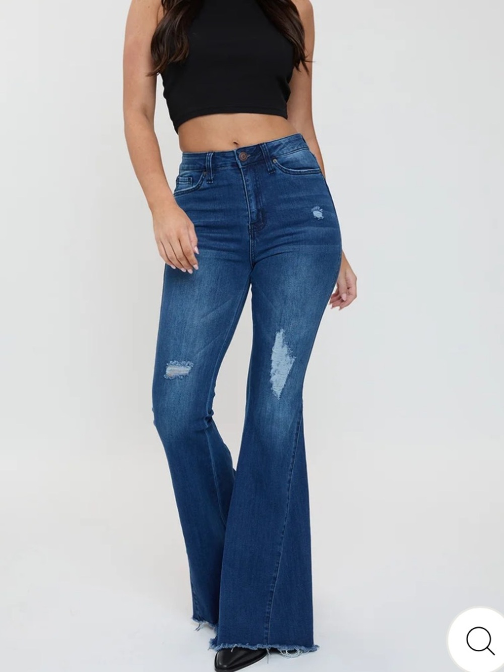 Idyllwind High-Rise Distressed Flare Jeans - Dark Blue